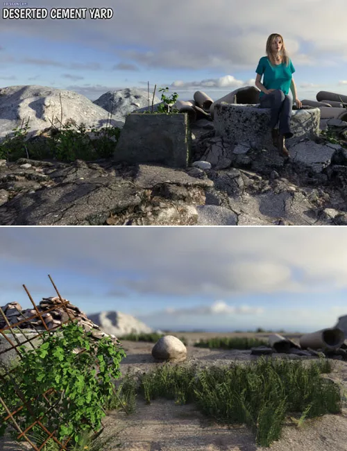 3D Scenery: Deserted Concrete Yard
