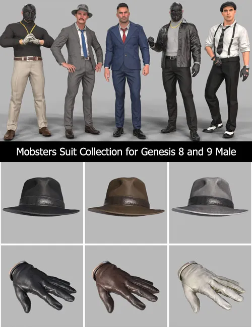 Mobsters Suit Collection for Genesis 8 and 9 Male