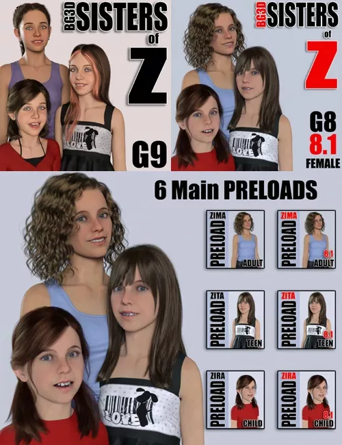 Premium Pack BG3D Sisters of Z for G8/8.1/9 Female