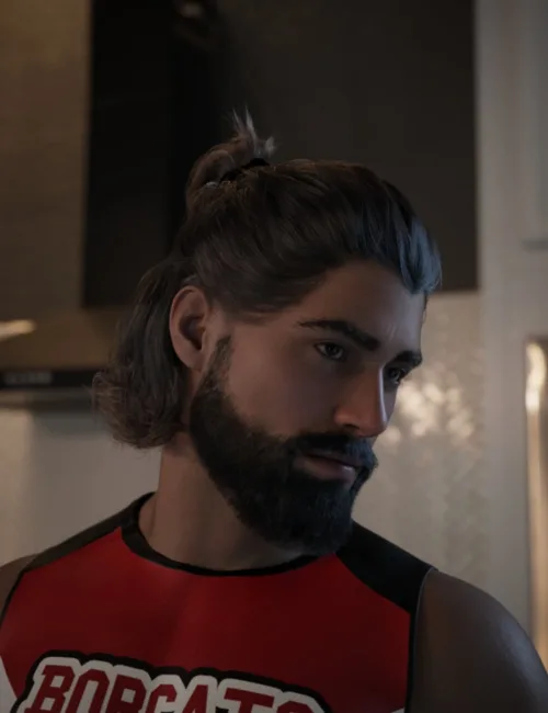 dForce Barett Tied Hair and Beard for Genesis 9