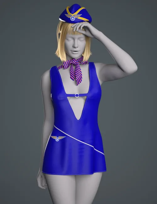 dForce GN Plunging Airline Mini Dress Outfit for Genesis 9