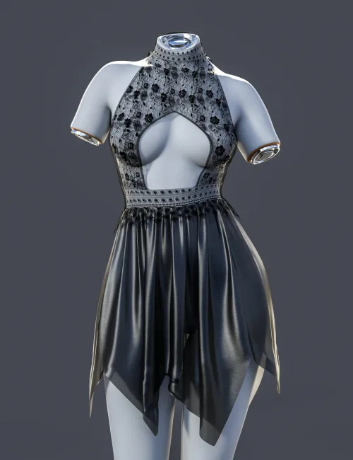 dForce MK Lace Cutout Halter Dress for Genesis 9