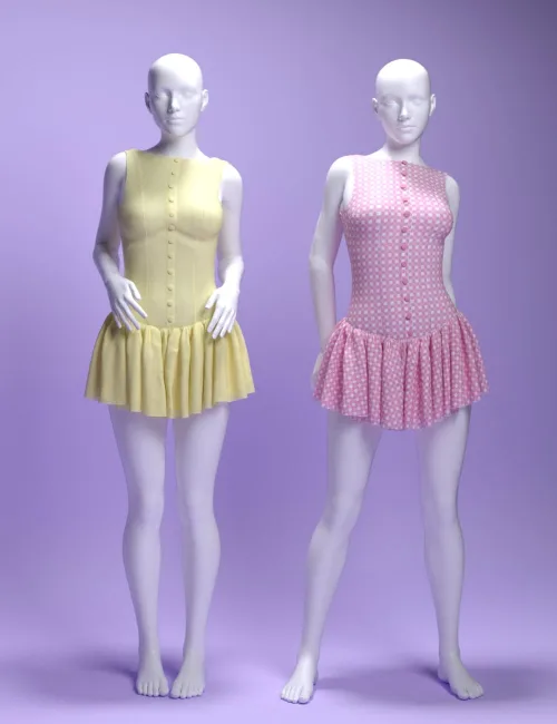 dforce MS Delicate Buttoned Dress for Genesis 9 and 8 Female