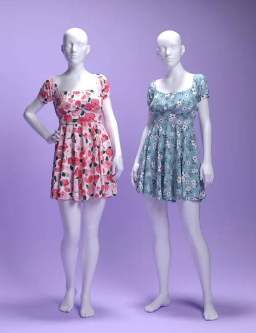dForce MS Sweet Floral Dress for Genesis 9 and 8 Female