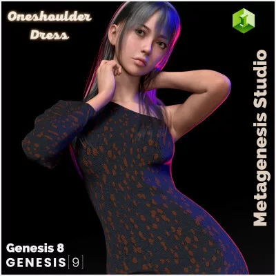 Dforce One Shoulder Dress for Genesis 8 and 9