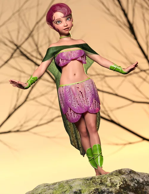dForce Pretty Petals Outfit and Wings for Genesis 9