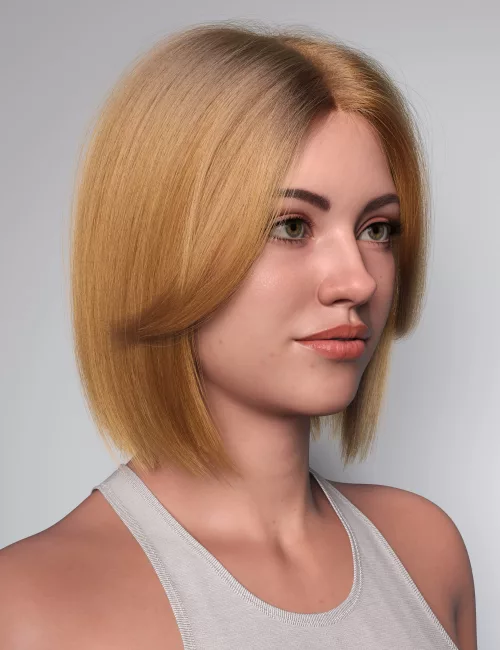 dForce Strand-Based Butterfly Bangs Bob Hair for Genesis 9 and Genesis 8 Female