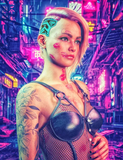 dForce Strand-Based FE Punk Side Short Hair for Genesis 9
