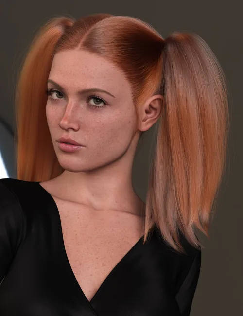dForce Strand-Based Voluminous Pigtails Hair for Genesis 9