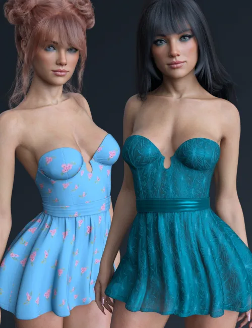 dForce X-Fashion Wild Petal Dress for Genesis 9 and 8 Female