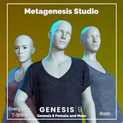 DForce Yoke Neck T-Shirt for Genesis 8 and 9