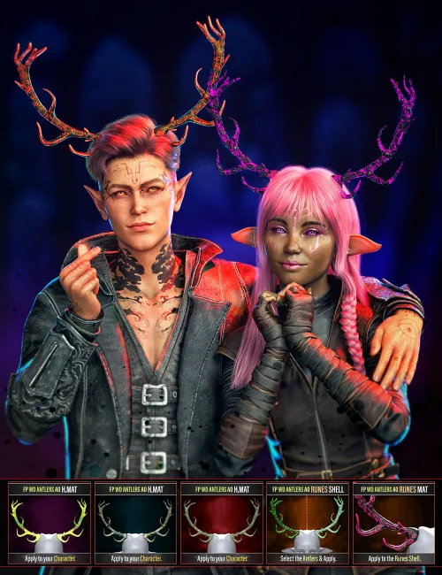 FP Woods Druids Antlers Add-on Texture for Genesis 9