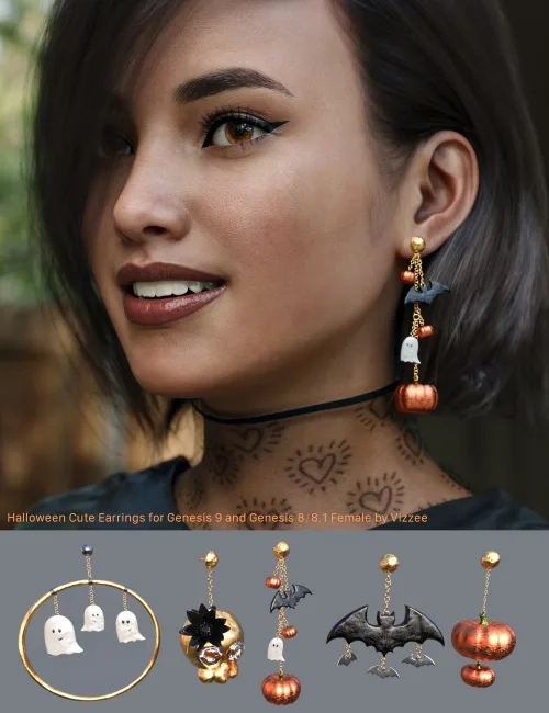 Halloween Cute Earrings for Genesis 9, 8 and 8.1 Female