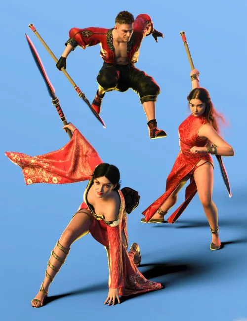 PTF Rending Point Combat Poses and a Prop for Genesis 9