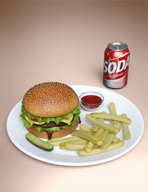 Quick Meal - Cheeseburger and Soda