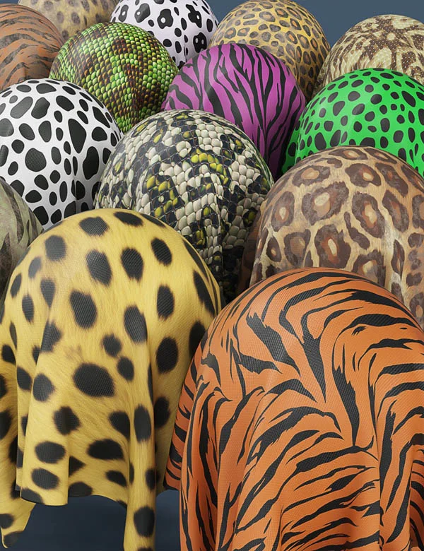 DD PBR Animal Print Fabric Shaders for Iray Vol 2