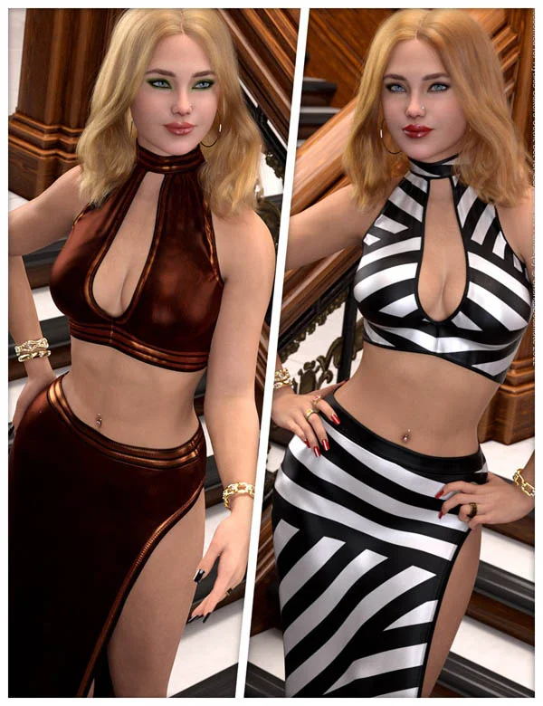 Exquisite Textures for dForce High Slit Skirt and Top