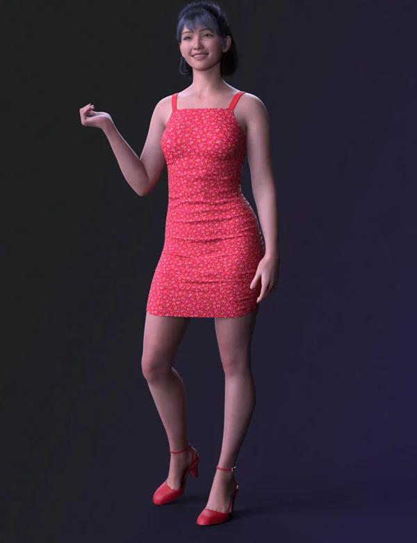 dForce LV Ruched Dress and Shoes for Genesis 9
