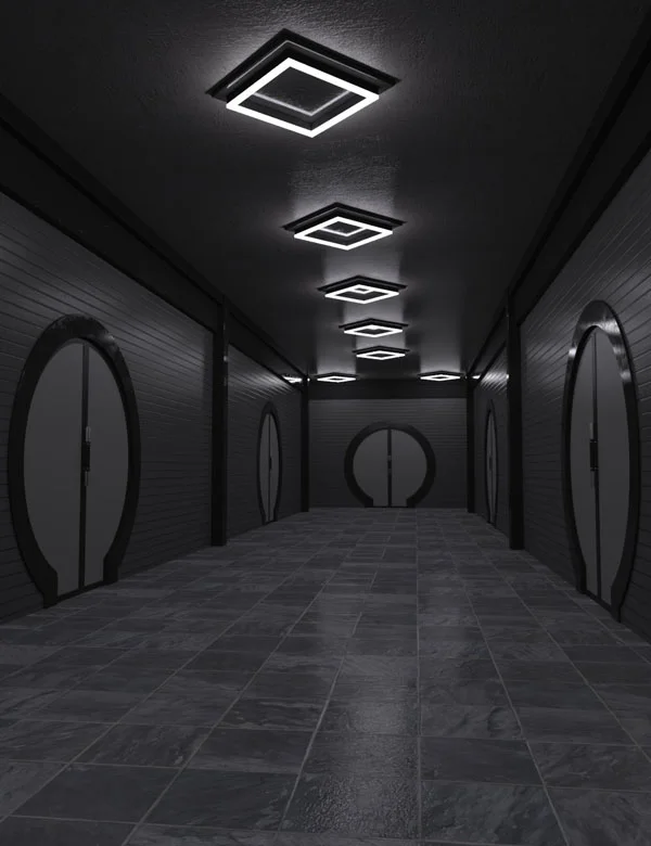 Dystopian Hallway Scene