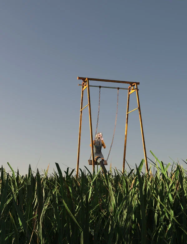 HT Green Grass Hill with a Swing Park