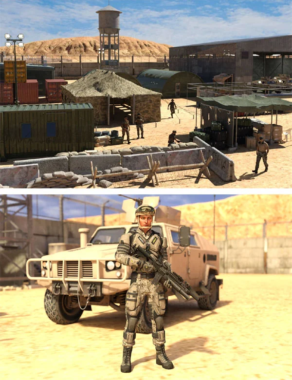 Military Desert Outpost for Daz