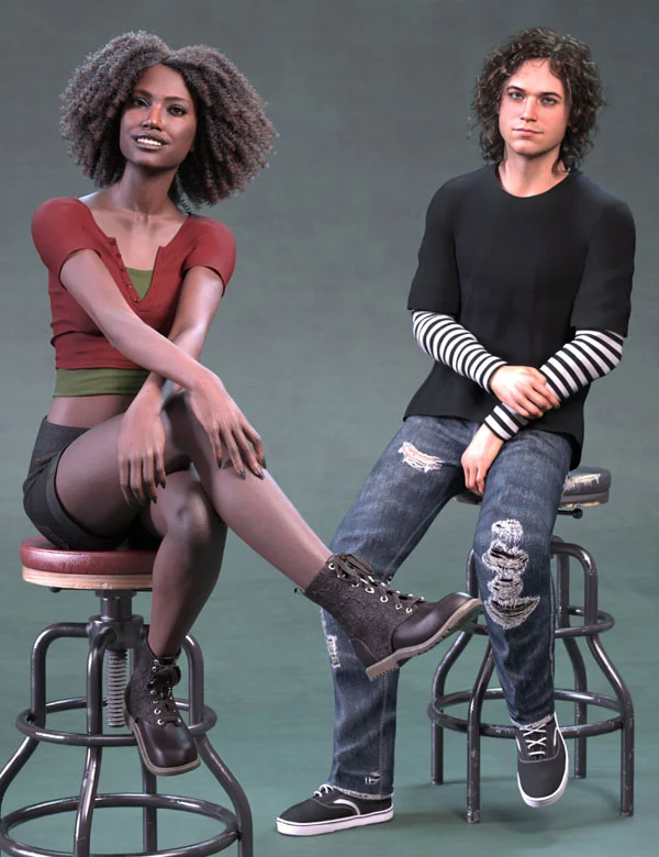NG Portrait Studio - Stool Poses for Genesis 9